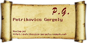 Petrikovics Gergely névjegykártya